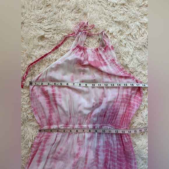 Elan Pink Tie Dye Halter Maxi Dress Size Large Boho Summer slits rayon - Picture 6 of 9